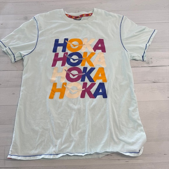 Hoka One‎ One All-Day Tee T-Shirt Short Sleeve Men's Size large Light Blue - Picture 1 of 8